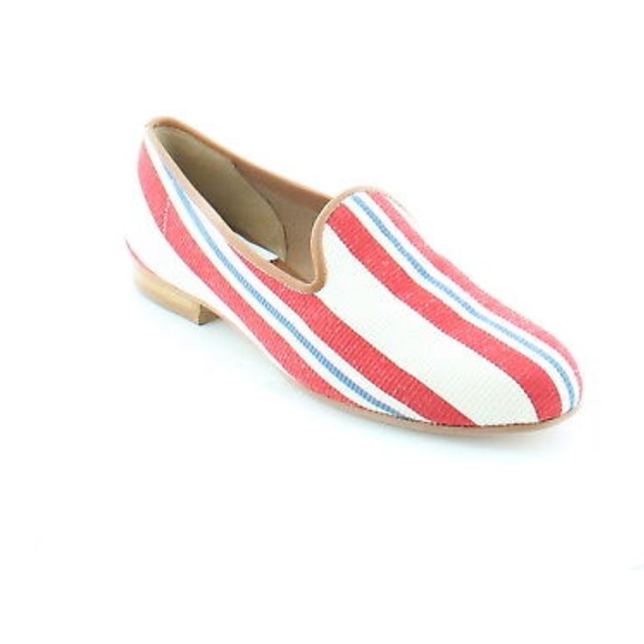 Linen Leather Striped Flat Boyfriend Loafers - Picture 4 of 8
